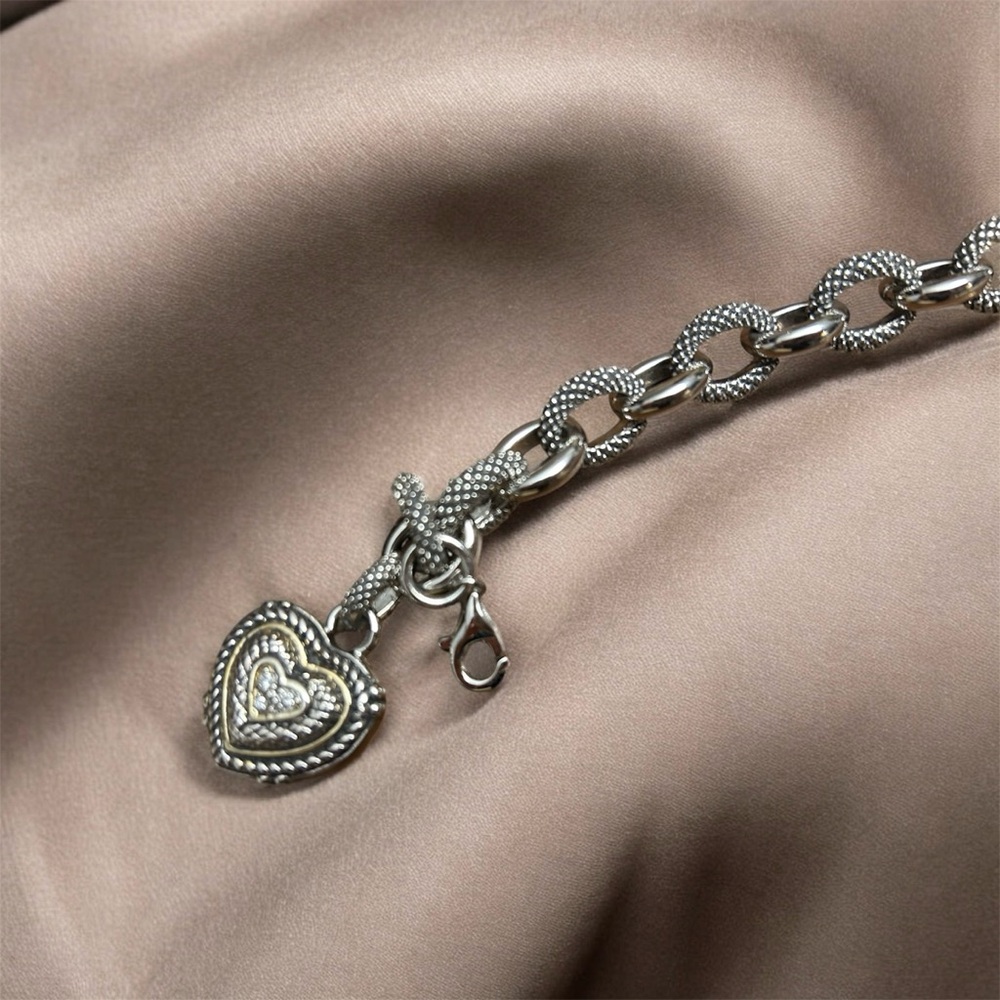 Charm Chain Link Bracelet Sterling Silver .925 - Picture 6 of 6